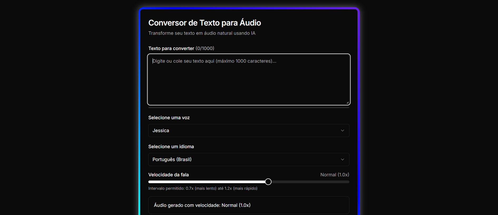 Conversor de Texto em Áudio com IA